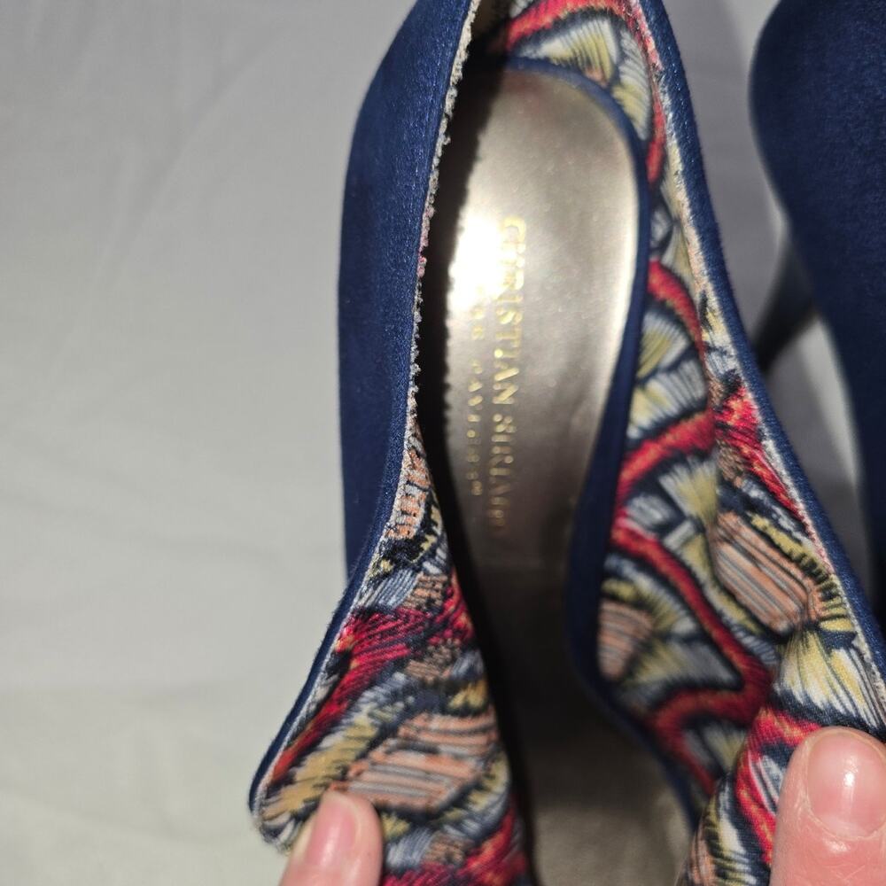 Christian Siriano navy blue suede shoe heels size 10 - Picture 5 of 5